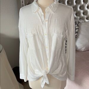 Caslon Button-Up Tie front Jersey Top